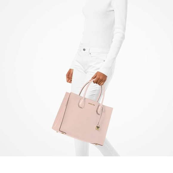 Michael Kors Mercer Large Convertible Leather Tote Bag (Soft Pink) NWT - Picture 8 of 8
